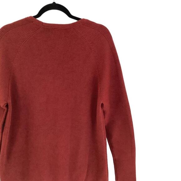 Athleta Hanover V Neck Sweater In Canyon Red Size Small Merino Wool Blend Ribbed - Picture 9 of 11